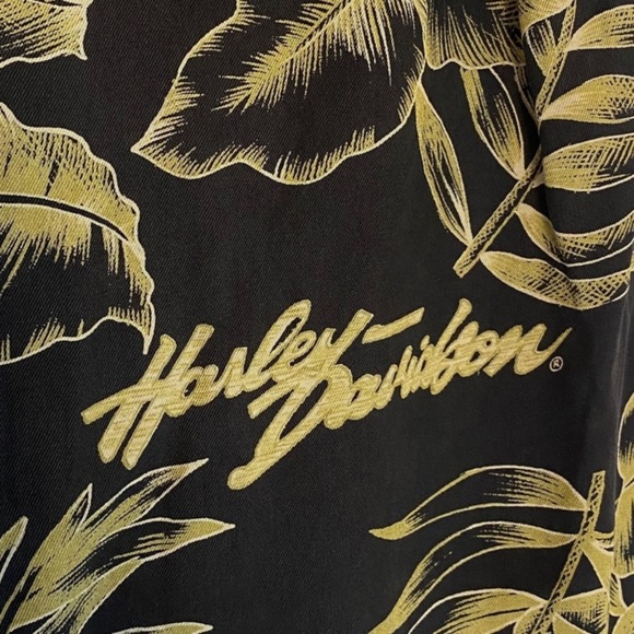 100% Silk Harley Davidson Tank Sheath Dress Sleeveless Tropical Leaf Print Sm - Picture 5 of 5